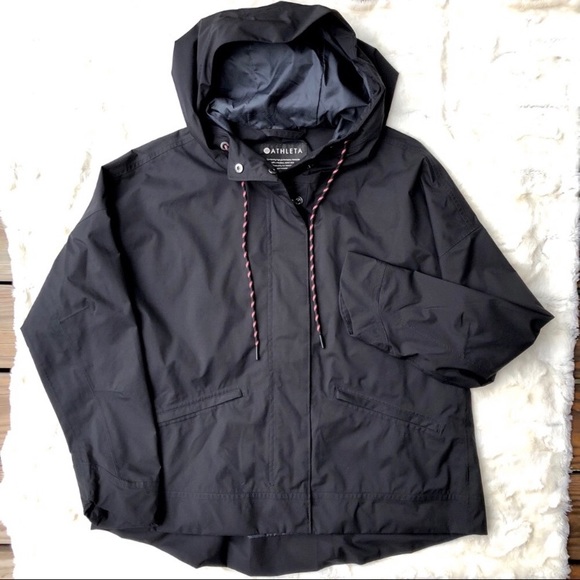 black hooded anorak jacket